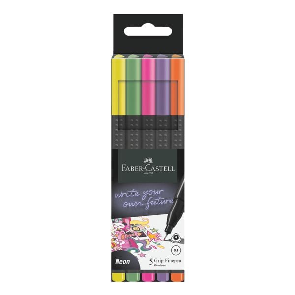 Faber-Castell 5er-Pack Fineliner »Grip Neon« gelb Image