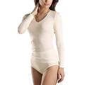 HANRO womens Opaque Woolen Silk Long Sleeve Shirt Long Sleeves Vest, Beige (Cygne 0795), 16/18 (Manufacturer Size: M)