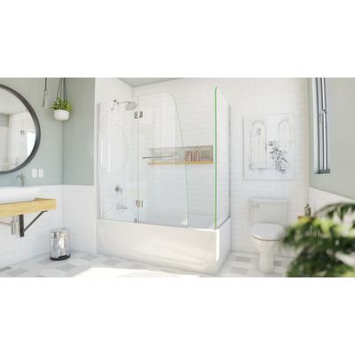 Dreamline DreamLine Aqua 56 - 60 inch W x 30 inch D x 58 inch H Frameless Hinged Tub Door with 30 inch Return Panel in Chrome SHDR-3148586-RT-01