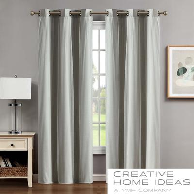 Creative Home Ideas Augusta Faux Silk Blackout with Sheer Overlay Grommet Window Curtain Panel Pair with Tiebacks
