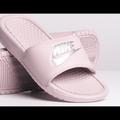 Nike Shoes | Nike Benassi Jdi Slide Sandals Rose Silver Nib Sz 9 | Color: Pink/Silver | Size: 9