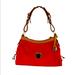 Dooney & Bourke Bags | Dooney & Bourke Red Nylon Brown Leather Trim/Strap Hobo Shoulder Bag | Color: Red | Size: 11” W, 6.25” H, 3.25” D