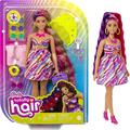 Barbie HCM89 - Totally Hair Puppe (Blond/Bunte Haare) im Blumen Print Kleid mit 15 Zubehör Teilen für tolle Looks, Mehrfarbig, Spielzeug für Kinder ab 3 Jahren