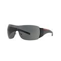 Prada Linea Rossa Women's 02l Glossy Black Frame/Grey Lens Rimless Sunglasses