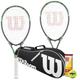 Wilson Tour Slam Tennis Racket Twin Set With Wilson Advantage Racket Bag and 3 Championship Tennis Balls (Various Models Available) (Tour Slam Silver Set)