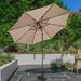 Freeport Park® Gledhill 9' Outdoor Market Easy Crank Umbrella w/ Auto Tilt + Base in Brown | 94 H x 108 W x 108 D in | Wayfair