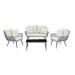 Portofino Rope Wicker 4-Piece Patio Conversation Set with Cushions in Cream - Manhattan Comfort OD-CV019-CR