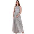 Maya Deluxe Women's Pailletten Cocktailkleid Damen Tüllkleid Kleid Nackenband Abendkleid Elegant für Hochzeit Brautjungfernkleid Bridesmaid Dress, Soft Grey, EU 48(UK 20)