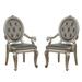 Set of 2 PU Upholstered Side Chair in Antique Silver Finish
