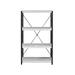 4 Wooden Shelves Bookshelf with Metal Frame in Antique White