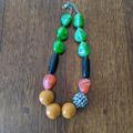 Anthropologie Jewelry | Anthropologie Multi-Stone Necklace Accented With One Rhinestone Ball. | Color: Green/Orange | Size: Os