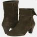 Free People Shoes | Free People Suede Adella Heeled Bootie Sage Boot Roll Top Casual. | Color: Green | Size: 39 (8.5)