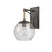 Breakwater Bay Groveson 15.5" High 1-Light Outdoor Sconce - Iron Glass/Metal/Steel in Black/Gray | 13.5 H x 8.25 W x 10 D in | Wayfair