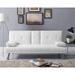 Futon Sofa Bed Couch with Armrest & Cupholders, Faux Leather Sofa Bed Couch Convertible Folding Reclining Small Couch