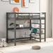 Modern and Space-saving Twin Size Pine Wood+MDF Loft Bed with Storage Shelves and Under-bed Desk, Gray