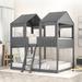 Superior Quality Playhouse Inspired Full Over Full Wood Bunk Bed with Roof, Window, Guardrail, Ladder (Gray)