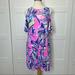 Lilly Pulitzer Dresses | Lilly Pulitzer Somerset Dress Tiki Pink Cabana Crazed Cold Shoulder Flutter S | Color: Blue/Pink | Size: S
