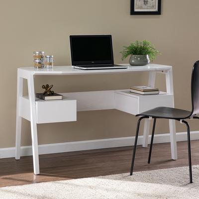 Clyden Midcentury Modern Writing Desk W Storage by SEI Furniture in White