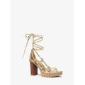 Michael Kors Vero Metallic Snake Embossed Leather Platform Sandal Gold 9.5