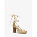 Michael Kors Vero Metallic Snake Embossed Leather Platform Sandal Gold 9