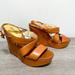 Michael Kors Shoes | Michael Kors Bennett Leather Wedge Tan Woven Sandals | Color: Tan | Size: 7