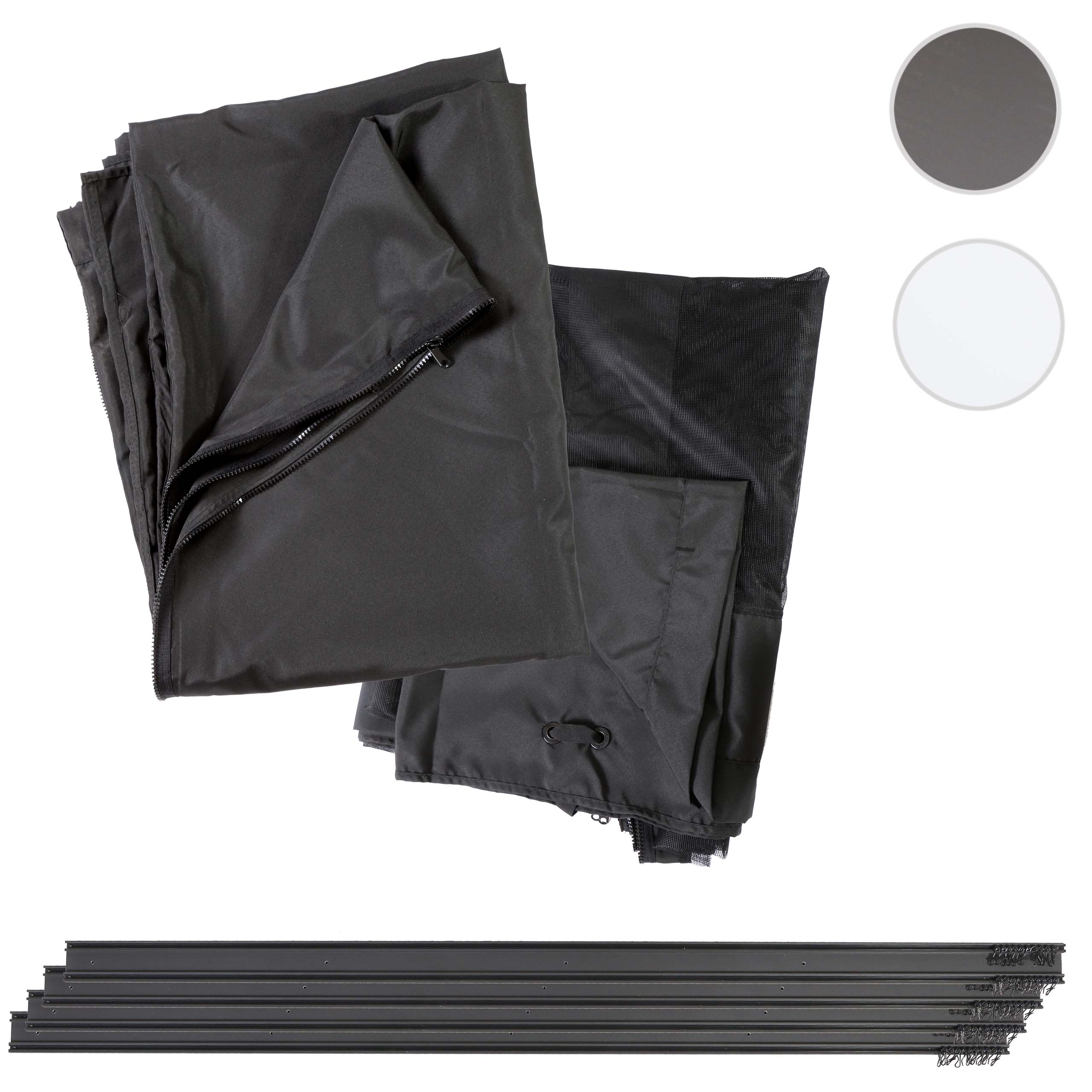 Seitenwand für Pergola HWC-J32, 4er-Set + Moskitonetz Pavillon Ersatzseitenwand ~ 4x3m weiß Image