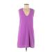 FELICITY & COCO Casual Dress - Shift Plunge Sleeveless: Purple Solid Dresses - Women's Size X-Small