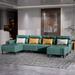 Green Sectional - Latitude Run® Travond 132" Wide Symmetrical Modular Sofa & Chaise w/ Ottoman | 33 H x 132 W x 56 D in | Wayfair