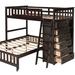 Harriet Bee Twin Over Full Bunk Bed en Bed w/ Six Drawers & Flexible Shelves, Bottom Bed w/ Wheels in Brown | 64.2 H x 79.7 W x 77.3 D in | Wayfair