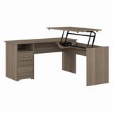 Bush Furniture Cabot 60W 3 Position Sit to Stand L Shaped Desk in Ash Gray - Bush Furniture CAB043AG