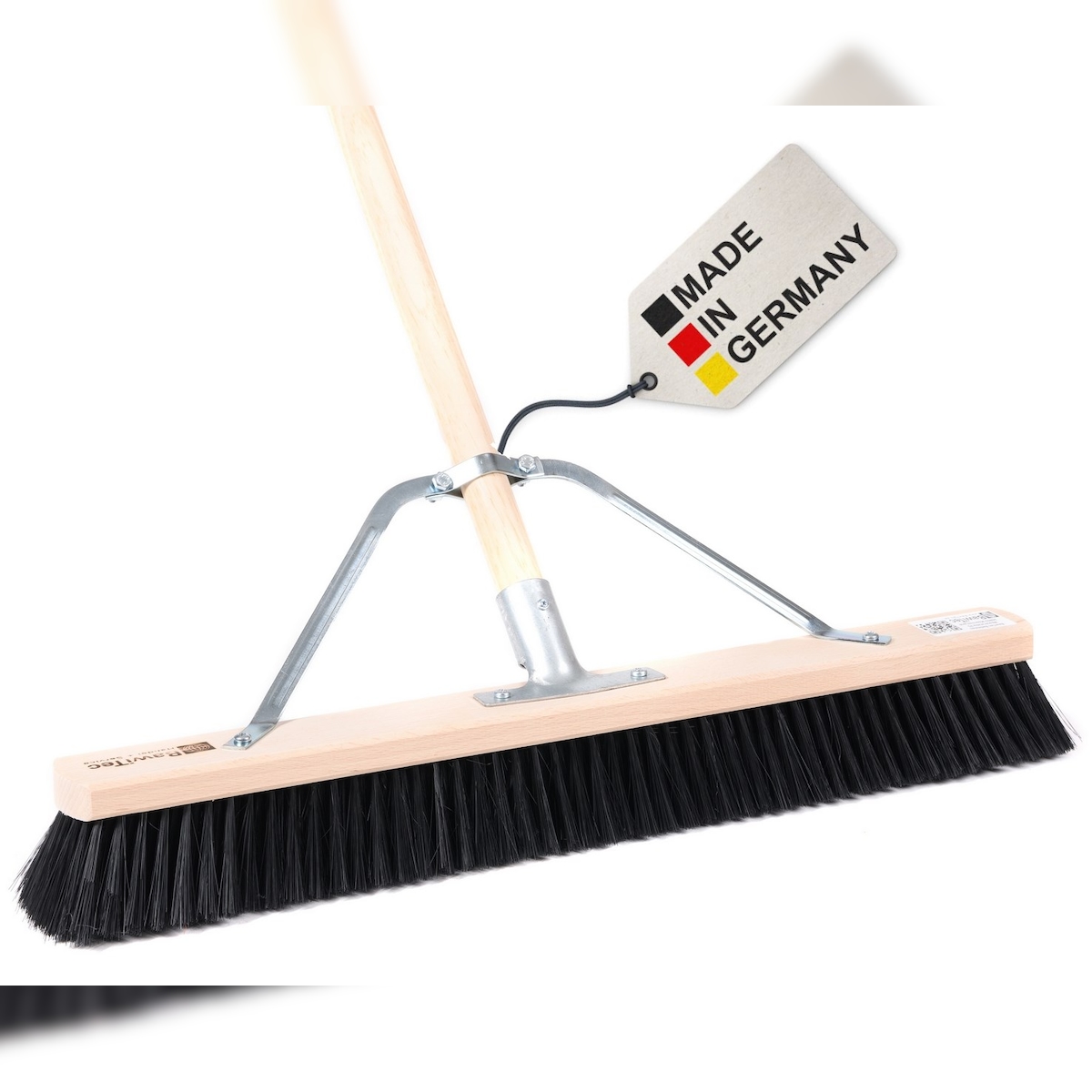 Stabiler Saalbesen 60cm Breit mit Stielstabilisator und Stiel 160cm Lang schwarze weiche Kunsthaar Borsten Kehrbesen Besen Image