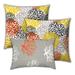 Citrus Blossums Indoor/Outdoor, Zippered Pillow Cover with Insert, Set of 2 Large & 1 Lumbar, Grey, Seafoam, Yellow