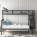 Contemporary Style Stairway Twin-Over-Full Bunk Bed with Storage and Guard Rail for Bedroom, Dorm, fo Adults