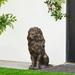 Glitzhome Set of 2 MgO Majestic Sitting Guardian Lion Statues Outdoor Indoor Sculpture