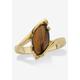 Women's Yellow Gold-Plated Genuine Brown Tiger'S Eye Bypass Ring by PalmBeach Jewelry in Brown (Size 5)