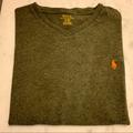 Polo By Ralph Lauren Shirts | Men's Polo Ralph Lauren Classic V-Neck T-Shirt Olive Green Size Large Excellent | Color: Green/Orange | Size: L