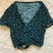 Brandy Melville Tops | Brandy Melville Flower Wrap Top | Color: Green/White | Size: S