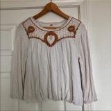Free People Tops | Free People Begonia Embroidered Top | Color: Cream/White | Size: Xs