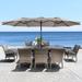 clihome 15 Ft Patio Market Umbrella w/ Base Metal in Brown | 94.49 H x 181.1 W x 106.3 D in | Wayfair CL-HTSD020