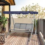 Freeport Park® Giron Porch Swing w/ Canopy Metal in Blue/Gray | 67.75 H x 77.25 W x 49.5 D in | Wayfair D67661350DA64220A92ECDA31464B8C2