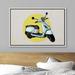 SIGNLEADER 17 Stories Framed Canvas Print Wall Art Blue Vespa w/ Yellow Circle Background Transportation Shapes Illustrations Pop Art Chic Colorful Ultra For L Canvas | Wayfair