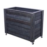 Freeport Park® Louviere 32" x 40" x 20" Charcoal Gray Planter Box w/Wheels Wood in Brown | 40 H x 32 W x 20 D in | Wayfair