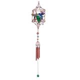 Q-Max 33" Long Hummingbird Copper and Gem Wind Chime with Candle Holder Garden Ornament Decoration Figurine