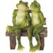 Q-Max 5"H Frog Couple Sitting on Bench Statue Fantasy Animal Decoration Figurine