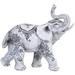 Q-Max 7"W Decorative Trunk Up Black and White Thai Elephant Statue Feng Shui Decoration Figurine