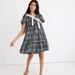 Madewell Dresses | Madewell Plaid Button-Front Tiered Babydoll Mini Dress Swingy Skirt Medium New | Color: Black/Red/Tan | Size: S