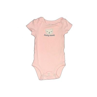 Carter's Short Sleeve Onesie: Pink Solid Bottoms - Size Newborn