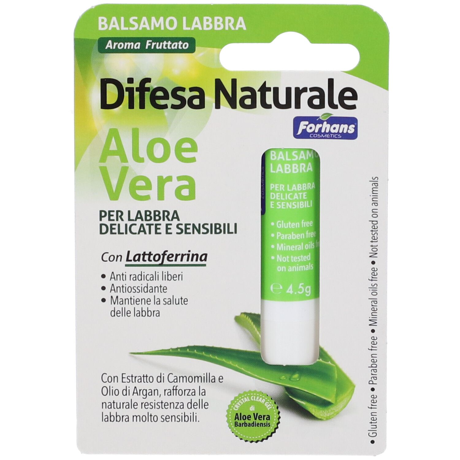 Lip Balm Forhans Cosmetics Lattoferrina Aloe Vera 1 pz Stick