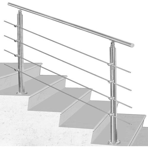 Handlauf Edelstahl, gebürsteter Edelstahl, Treppengeländer mit ohne Querstreben für den Einsatz im
