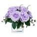 Primrue Floral Arrangement Roses Artificial in Vase Faux Silk in Pink/Indigo | 8 H x 8 W x 8 D in | Wayfair 927EA051BE984D5884240878293F0BF5